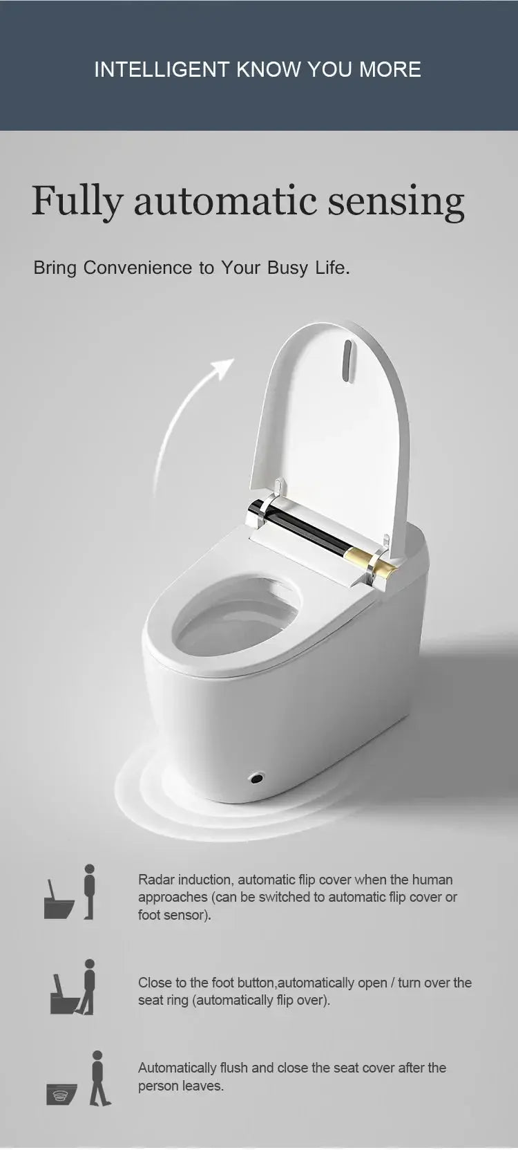 Intelligent Sanitary Ware WC  Water Closet Bathroom Ceramic Floor Mounted Automatic Seat Electric Smart Toilet Bowl GreatEagleInc