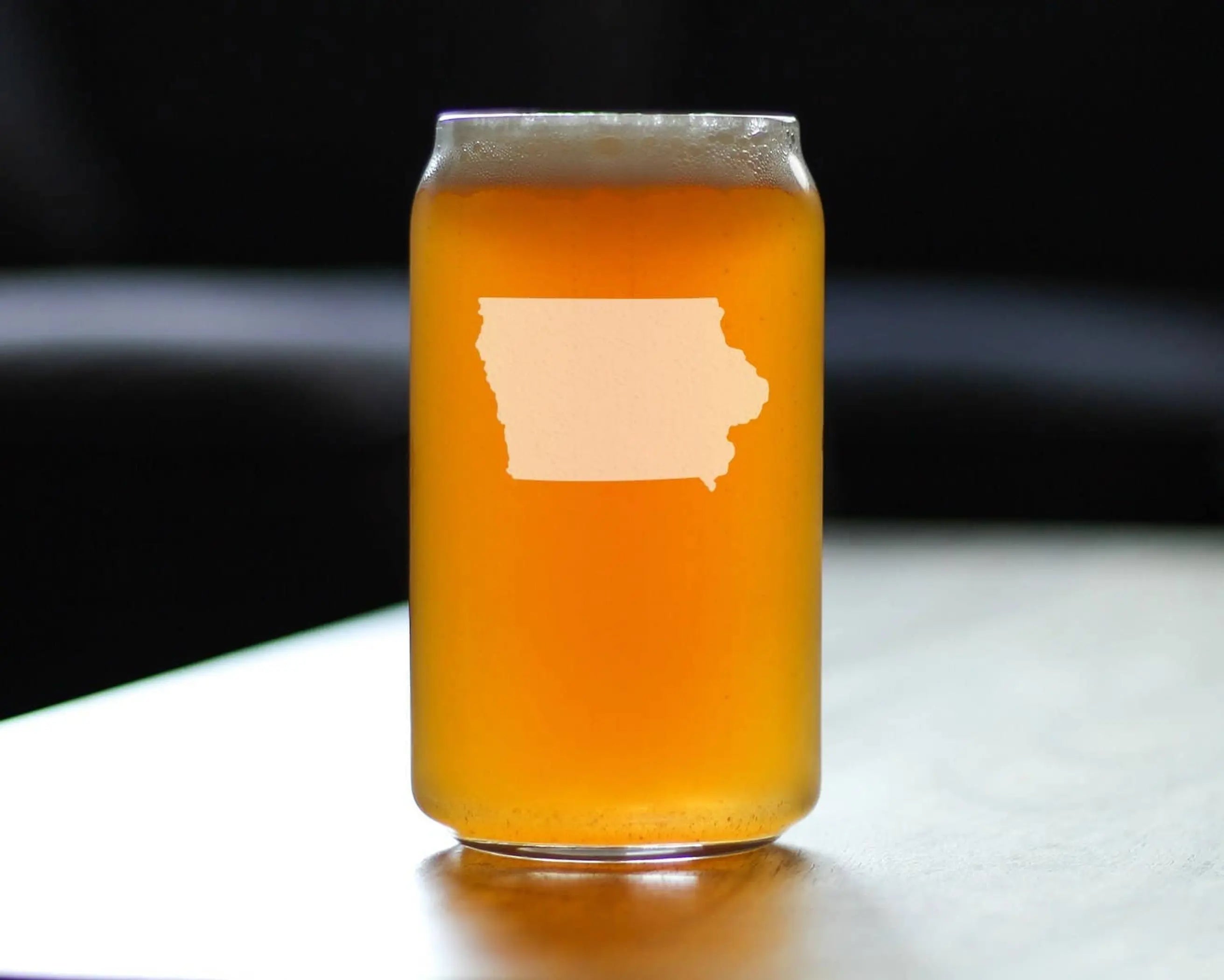 Iowa Outline Beer Can Pint Glass - Iowans Gifts and Decor Bevvee