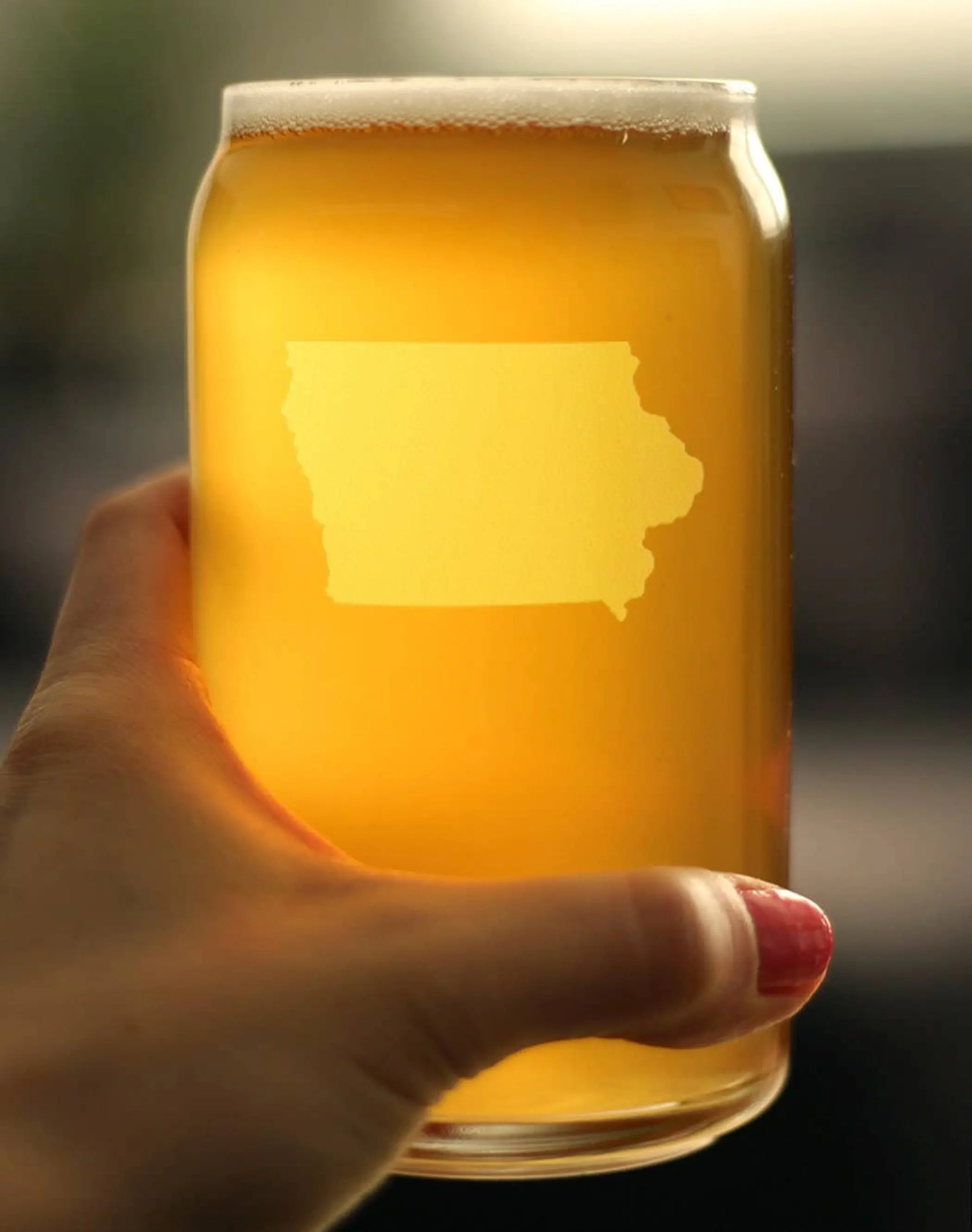 Iowa Outline Beer Can Pint Glass - Iowans Gifts and Decor Bevvee