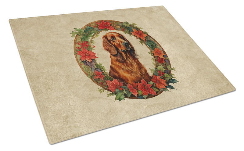 Irish Setter Christmas Flowers Glass Cutting Board Caroline's Treasures