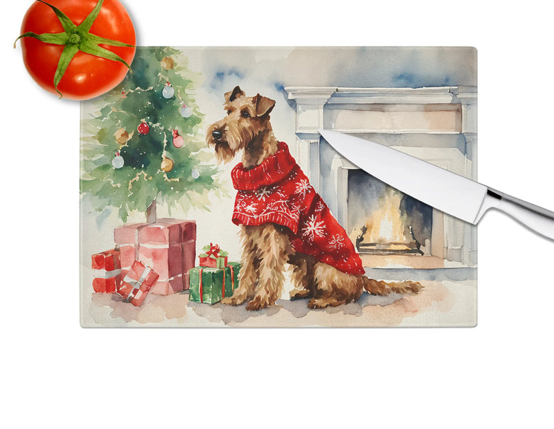 Irish Terrier Cozy Christmas Glass Cutting Board Caroline's Treasures
