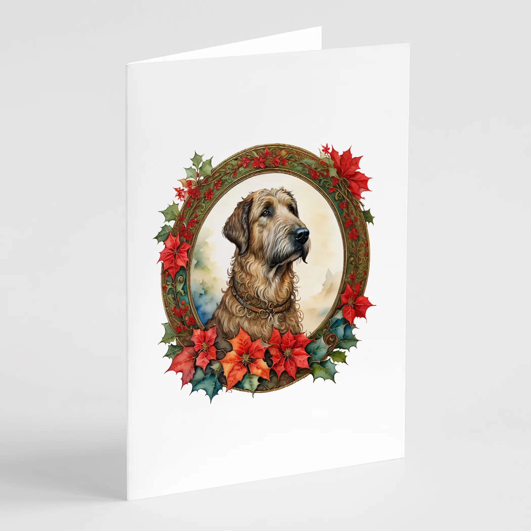 Irish Wolfhound Christmas Flowers Greeting Cards Pack of 8 Caroline's Treasures