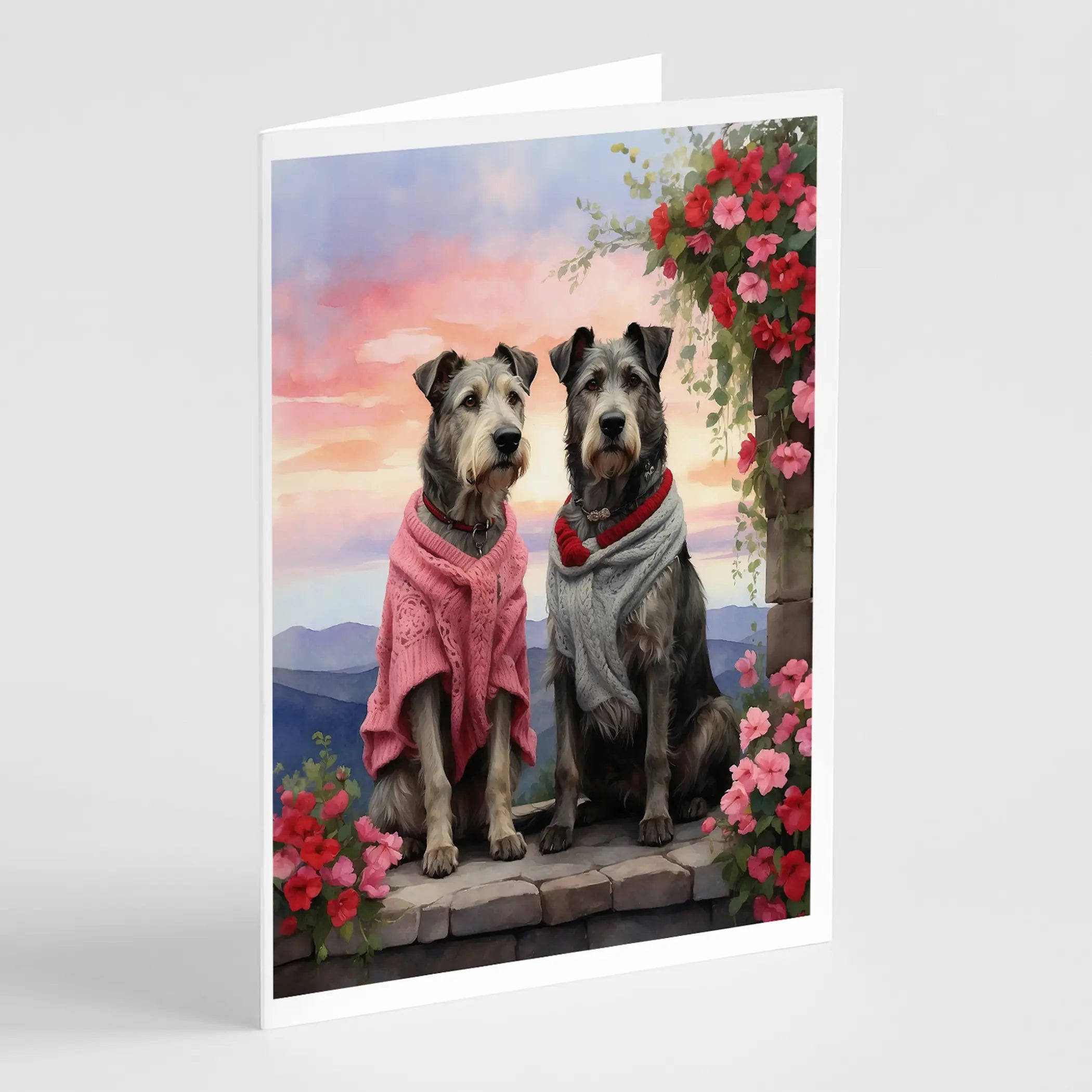 Irish Wolfhound Two Hearts Greeting Cards Pack of 8 Caroline's Treasures