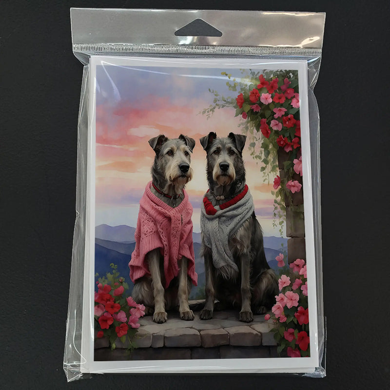 Irish Wolfhound Two Hearts Greeting Cards Pack of 8 Caroline's Treasures