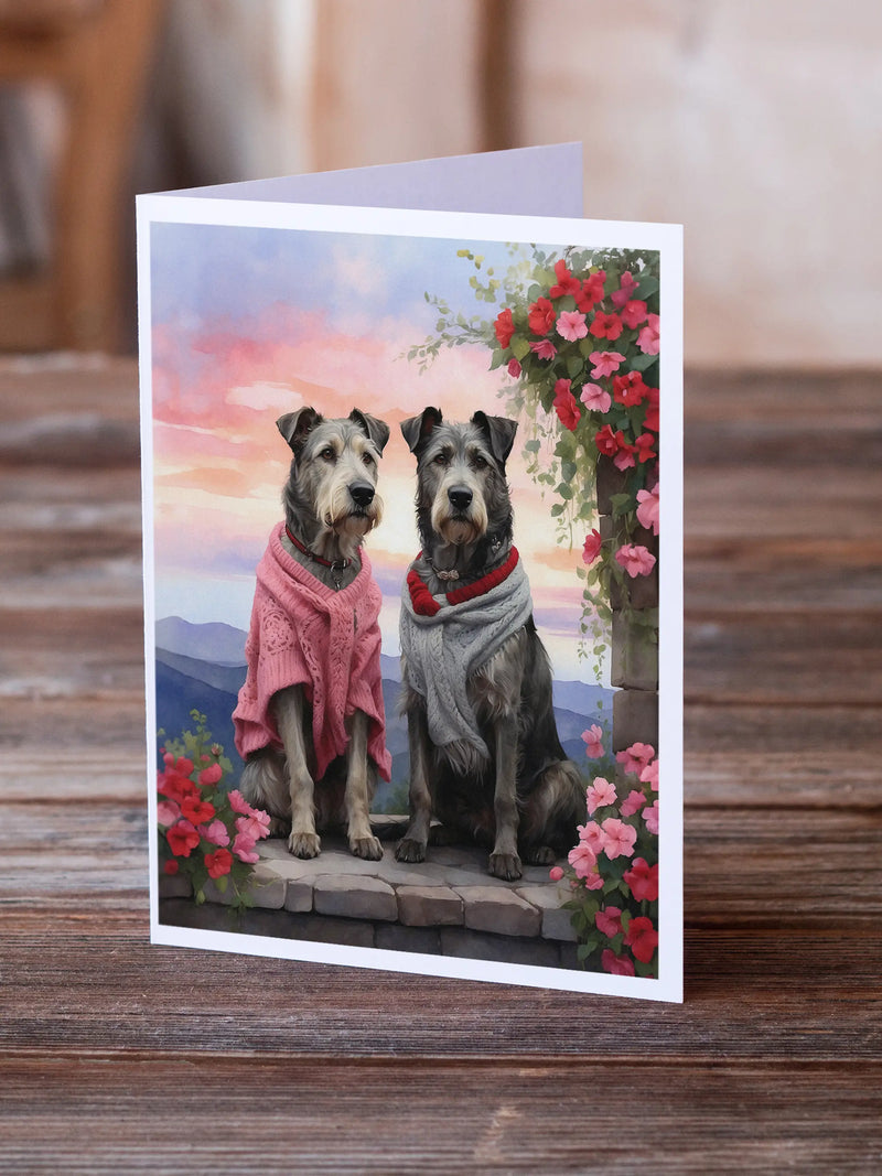 Irish Wolfhound Two Hearts Greeting Cards Pack of 8 Caroline's Treasures