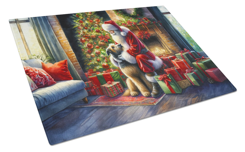 Irish Wolfhound and Santa Claus Glass Cutting Board Caroline's Treasures