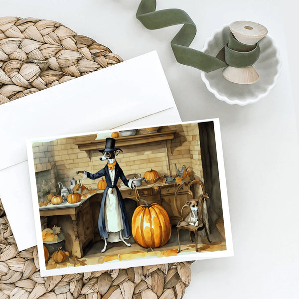 Italian Greyhound Fall Kitchen Pumpkins Greeting Cards Pack of 8 Caroline's Treasures