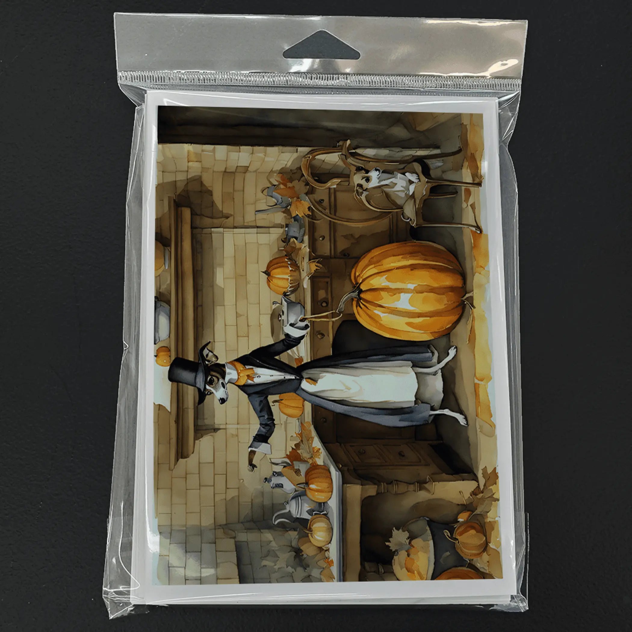 Italian Greyhound Fall Kitchen Pumpkins Greeting Cards Pack of 8 Caroline's Treasures
