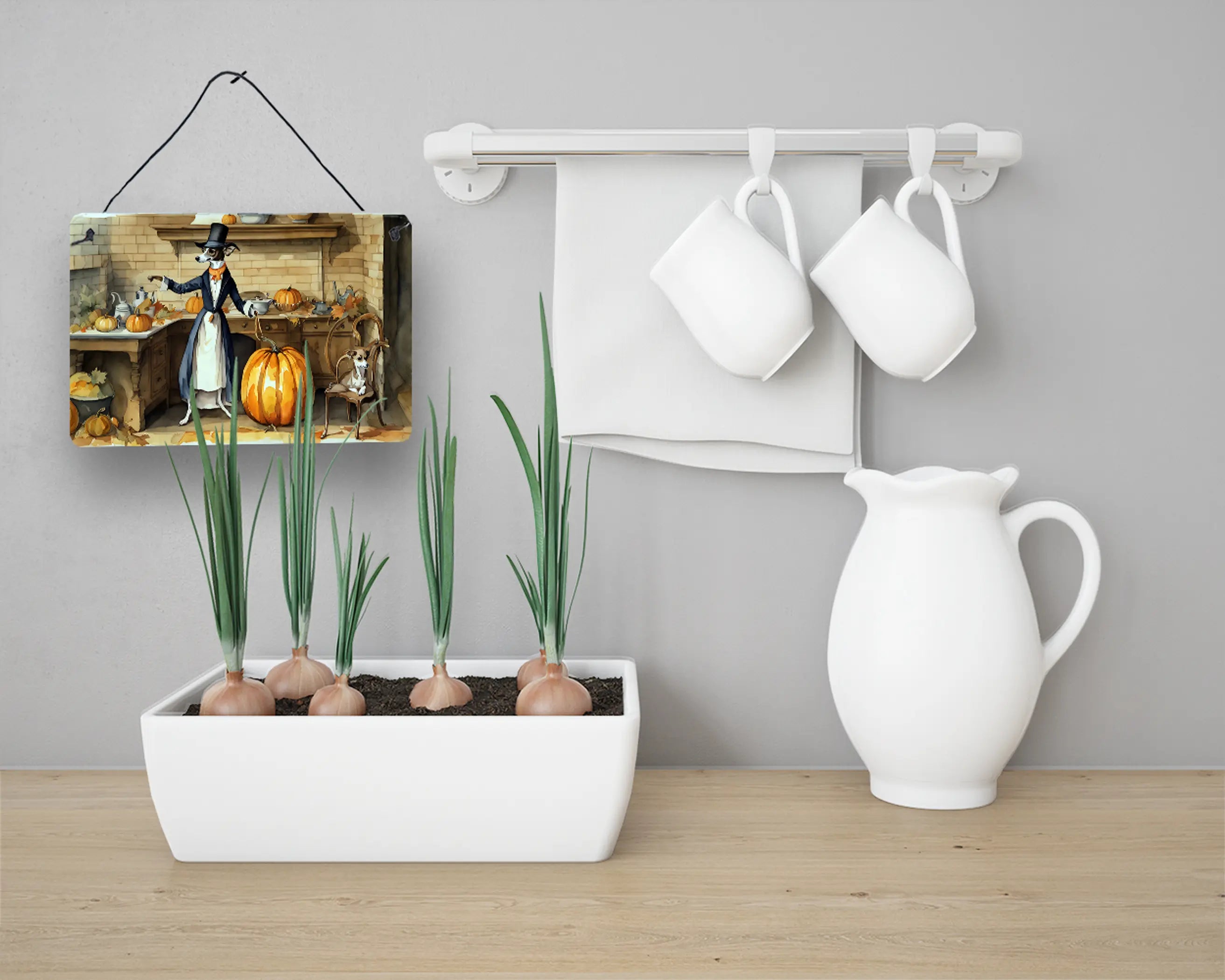 Italian Greyhound Fall Kitchen Pumpkins Wall or Door Hanging Prints Caroline's Treasures