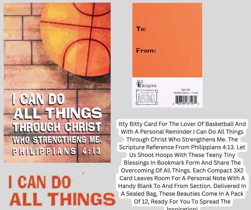 Itty Bitty Card Basketball I Can Do All Dicksons Inc