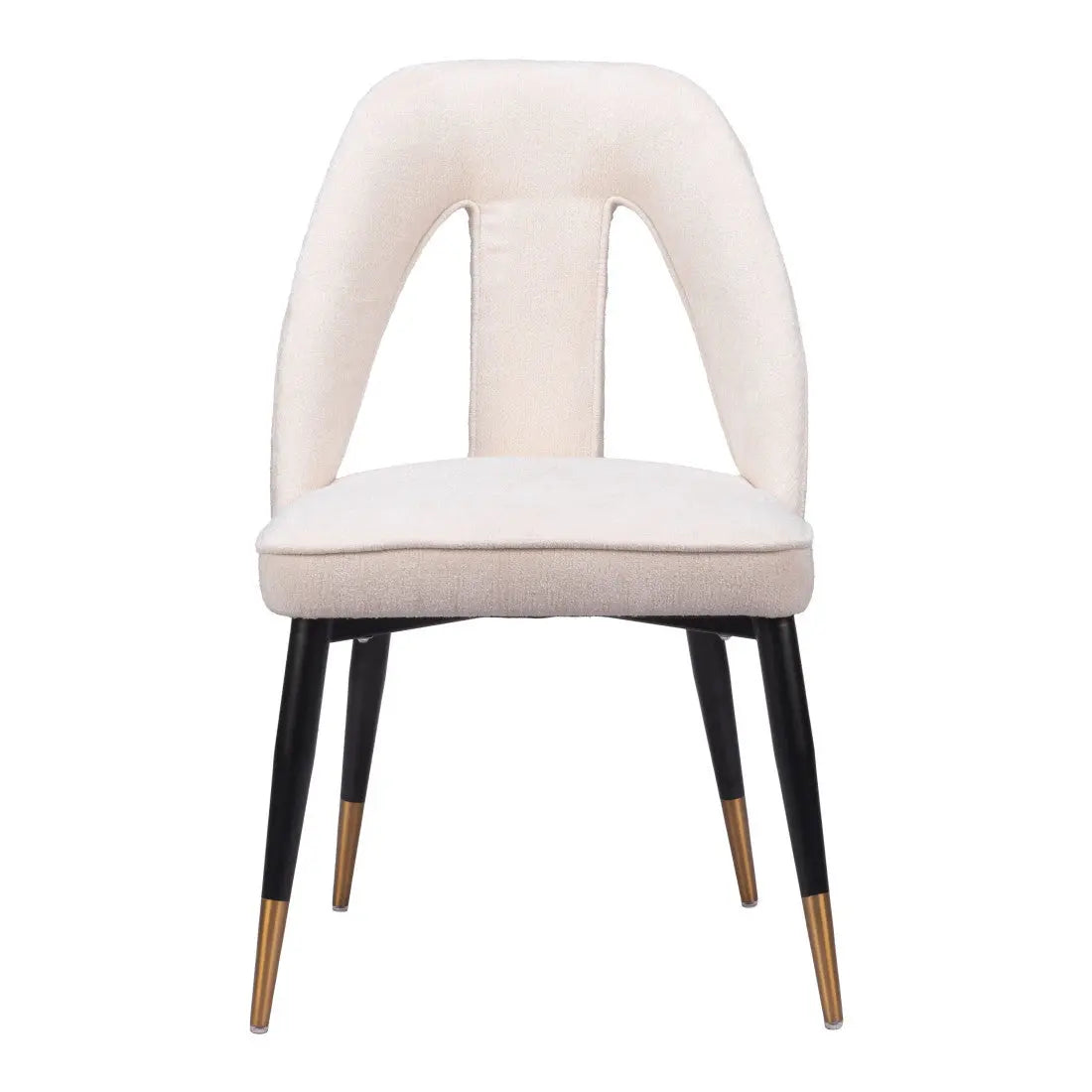 Ivory Black and Gold Faux Fur Open Back Dining Side Chair Homeroots Kitchen & Dining