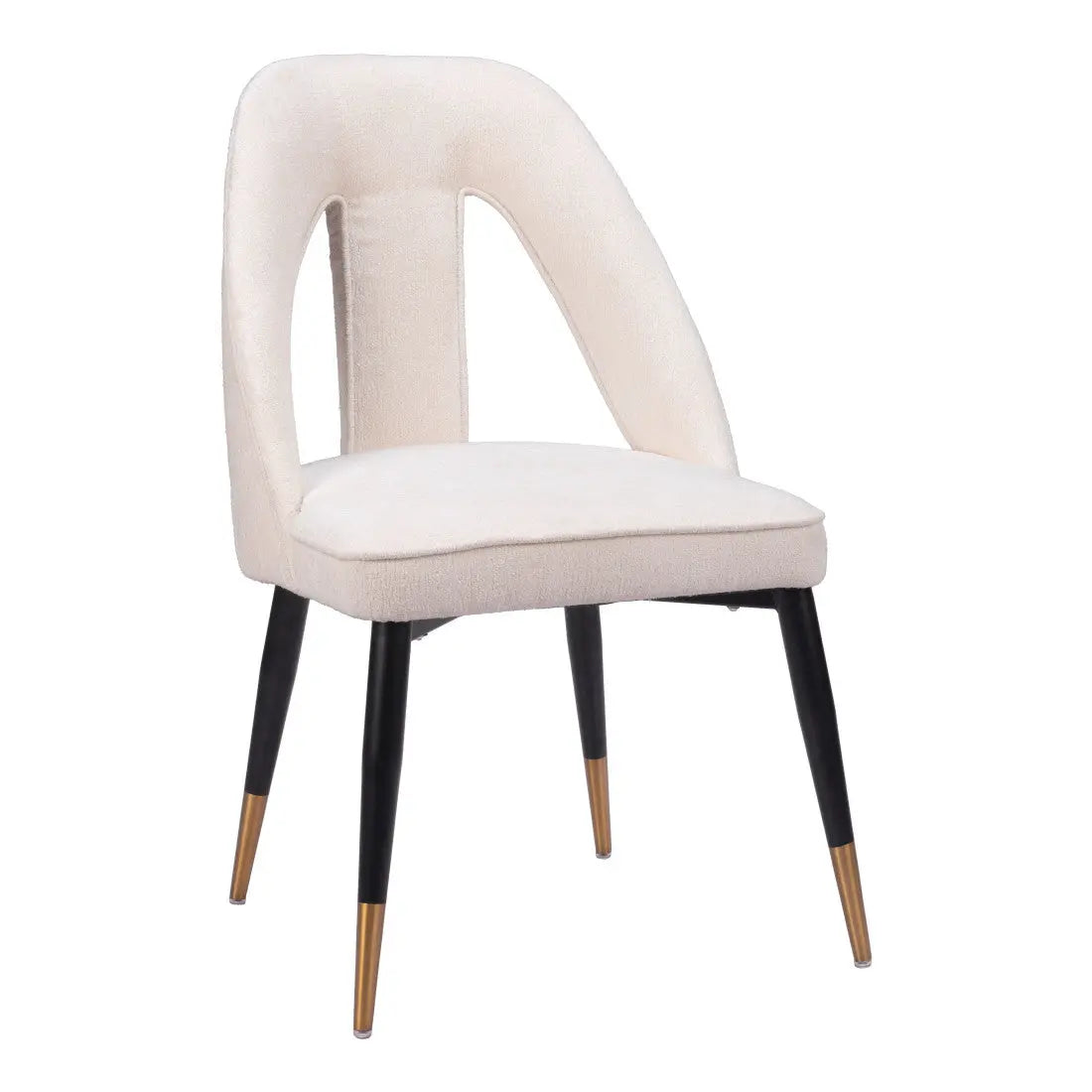 Ivory Black and Gold Faux Fur Open Back Dining Side Chair Homeroots Kitchen & Dining