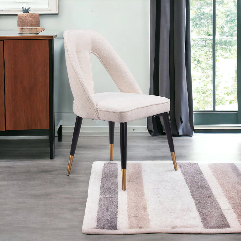 Ivory Black and Gold Faux Fur Open Back Dining Side Chair Homeroots Kitchen & Dining
