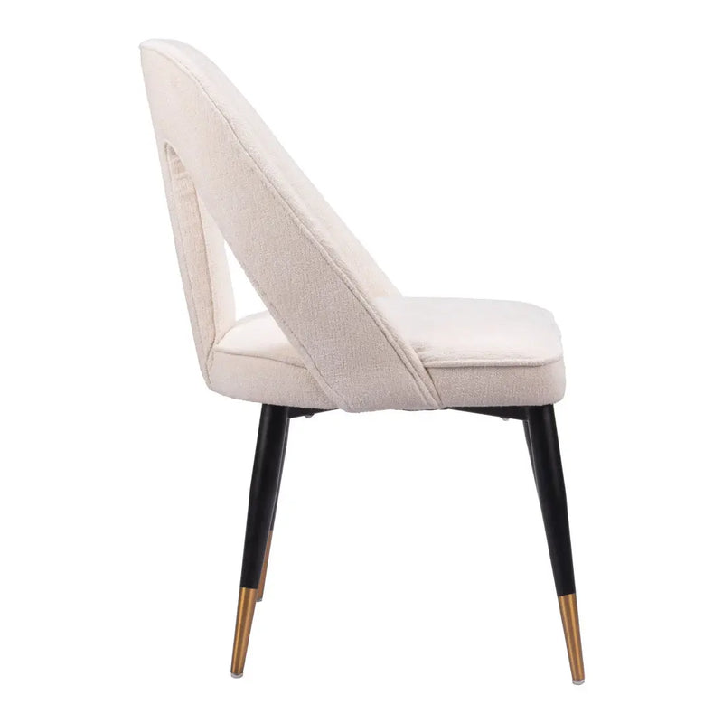 Ivory Black and Gold Faux Fur Open Back Dining Side Chair Homeroots Kitchen & Dining