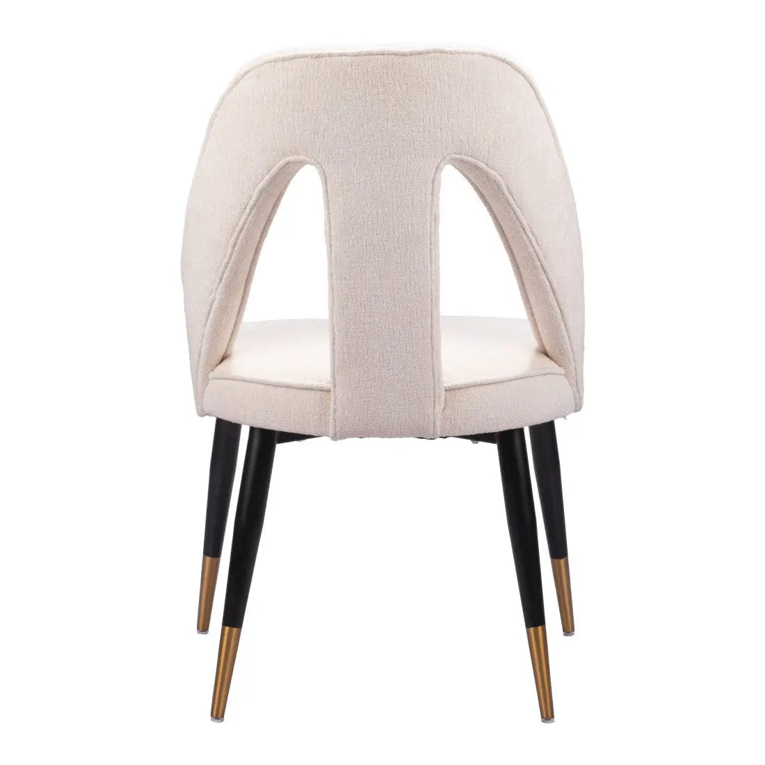 Ivory Black and Gold Faux Fur Open Back Dining Side Chair Homeroots Kitchen & Dining