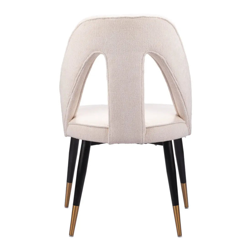 Ivory Black and Gold Faux Fur Open Back Dining Side Chair Homeroots Kitchen & Dining