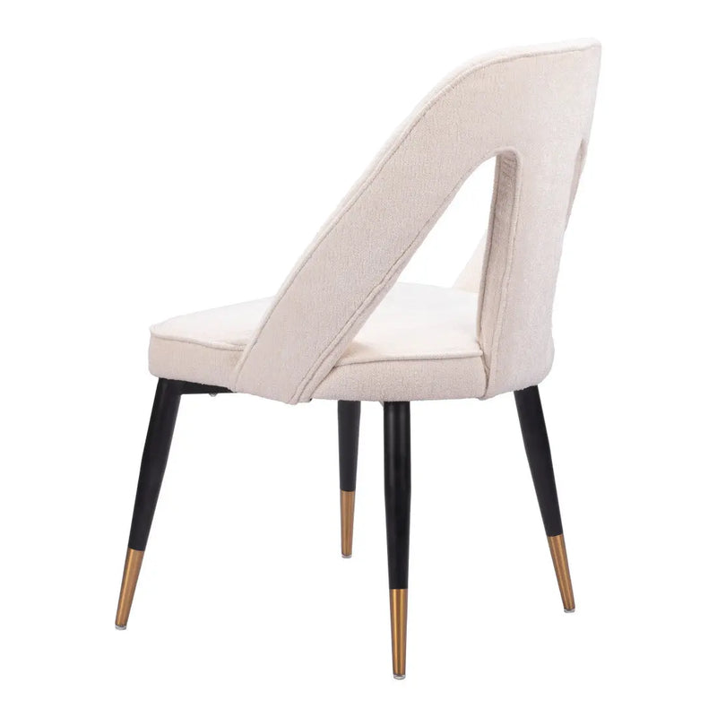 Ivory Black and Gold Faux Fur Open Back Dining Side Chair Homeroots Kitchen & Dining