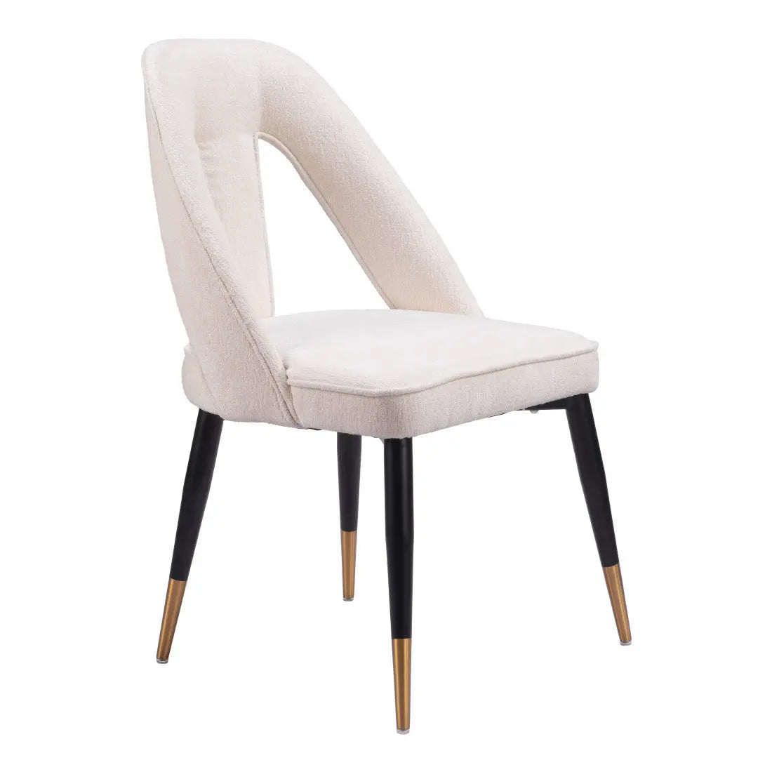 Ivory Black and Gold Faux Fur Open Back Dining Side Chair Homeroots Kitchen & Dining