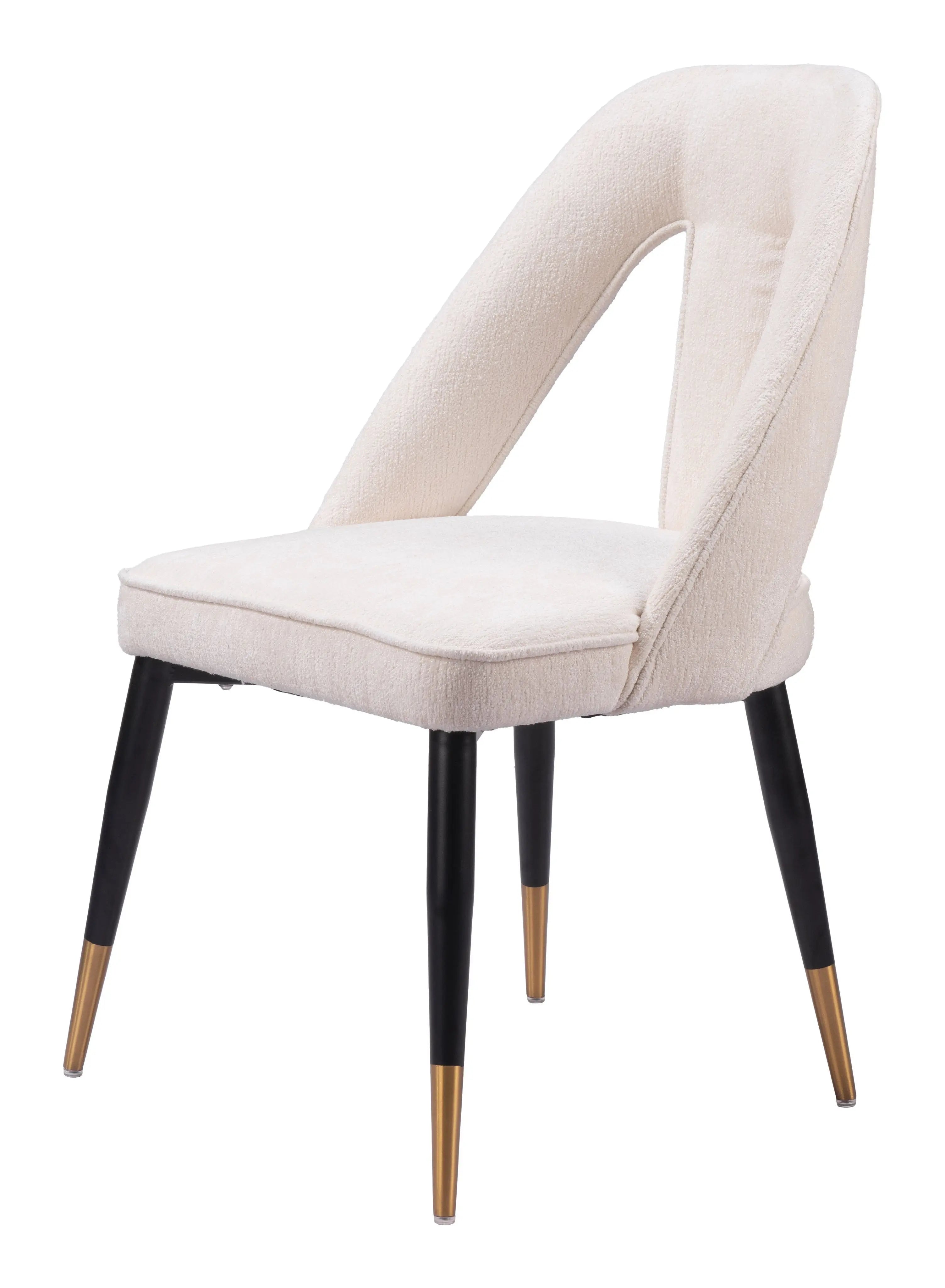 Ivory Black and Gold Faux Fur Open Back Dining Side Chair Homeroots Kitchen & Dining