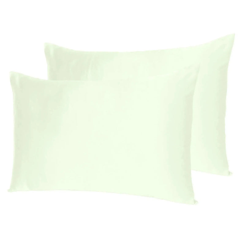 Ivory Dreamy Set Of 2 Silky Satin Standard Pillowcases Homeroots Bed & Bath