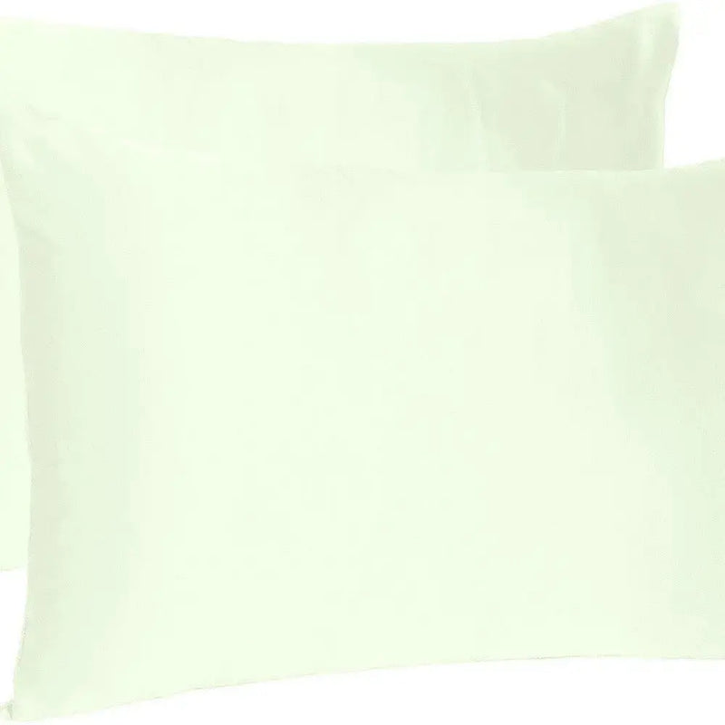 Ivory Dreamy Set Of 2 Silky Satin Standard Pillowcases Homeroots Bed & Bath