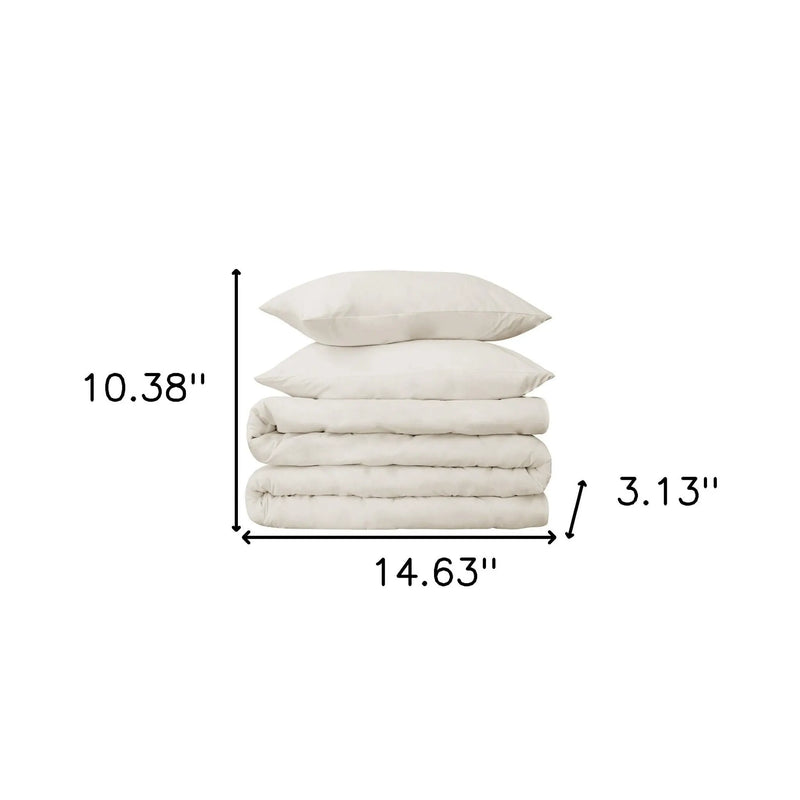 Ivory Queen Cotton Blend 650 Thread Count Washable Duvet Cover Set Homeroots Bed & Bath
