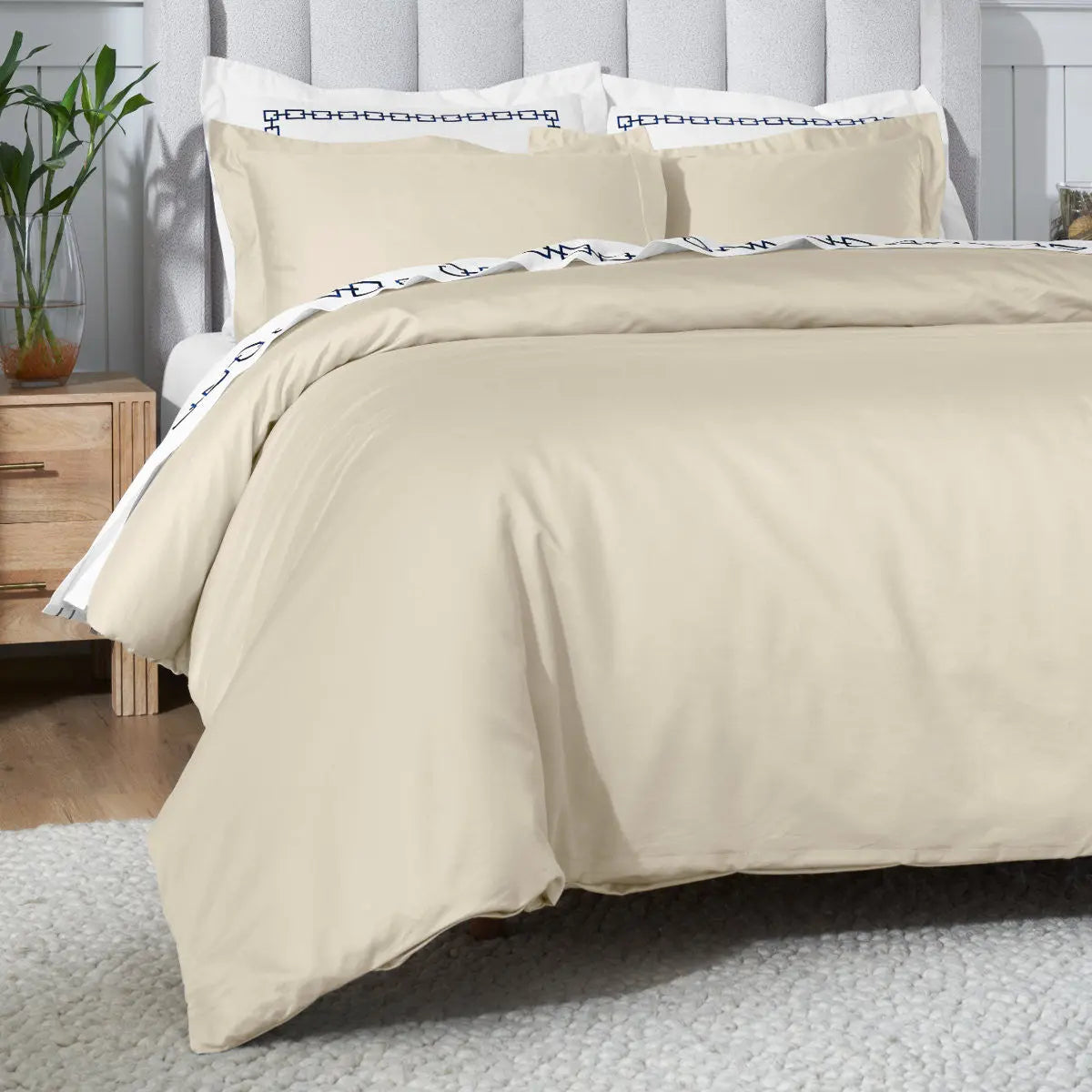 Ivory Twin Cotton Blend Washable Duvet Cover Set Homeroots Bed & Bath