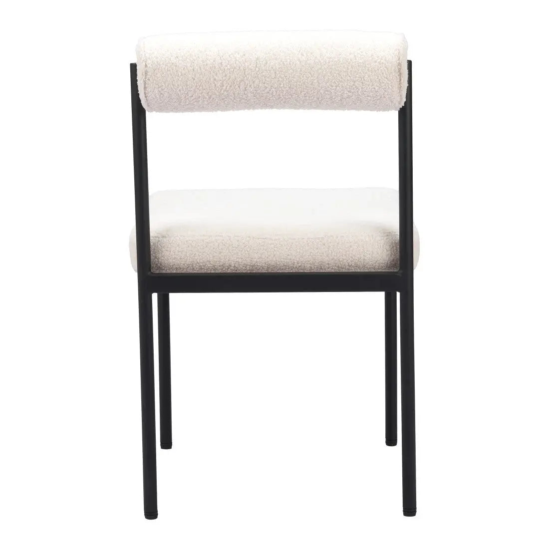 Ivory and Black Faux Fur Open Back Dining Side Chair Homeroots Kitchen & Dining