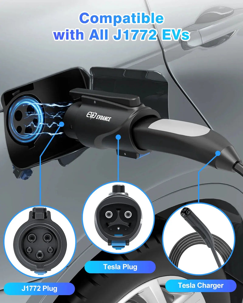 J1772 EV Adapter Max 80A 250V Tesla to J1772 Charging Adapter Compatible with Tesla Wall Connector Destination Charger Type1 EVs GreatEagleInc