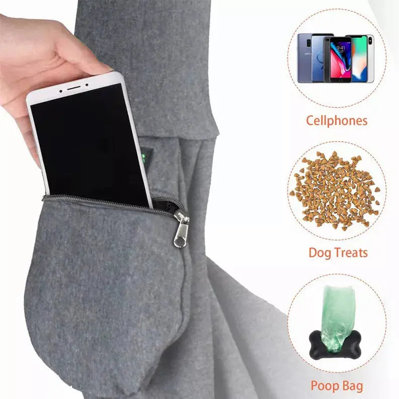 JESPET Comfy Pet Sling for Small Dog Cat, Hand Free Sling Bag Breathable Soft Knit with Front Pocket, Travel Puppy Carrying Bag, Pet Pouch. Machine Washable JESPET