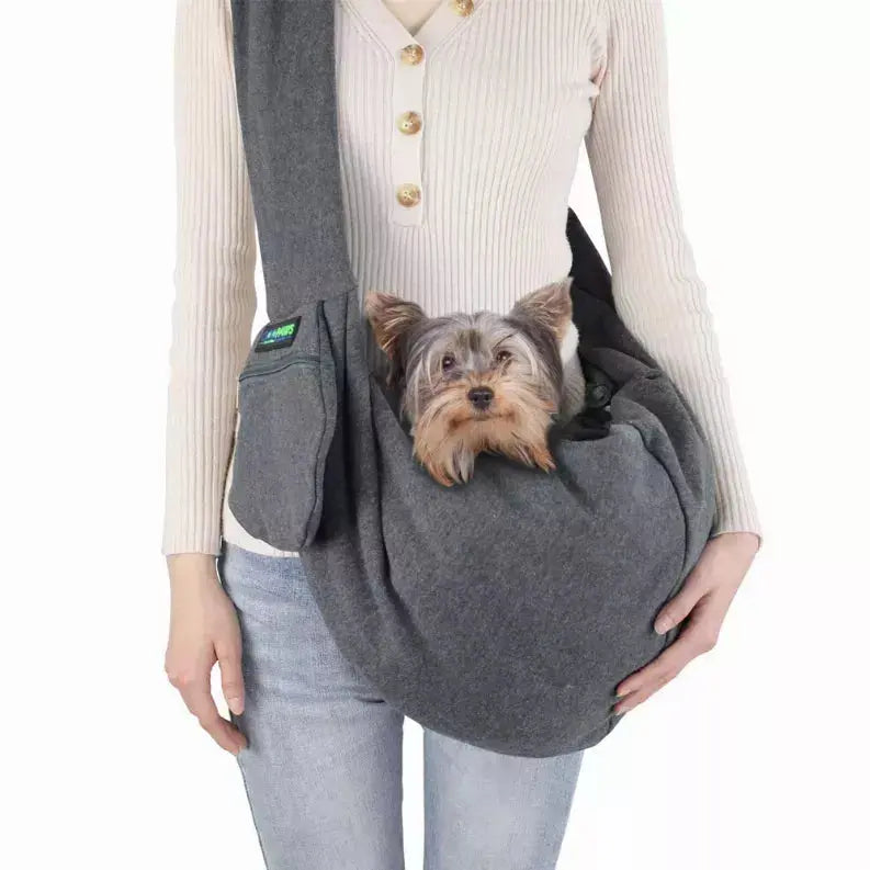 JESPET Comfy Pet Sling for Small Dog Cat, Hand Free Sling Bag Breathable Soft Knit with Front Pocket, Travel Puppy Carrying Bag, Pet Pouch. Machine Washable JESPET