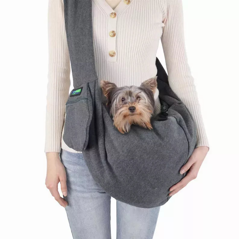 JESPET Comfy Pet Sling for Small Dog Cat, Hand Free Sling Bag Breathable Soft Knit with Front Pocket, Travel Puppy Carrying Bag, Pet Pouch. Machine Washable JESPET
