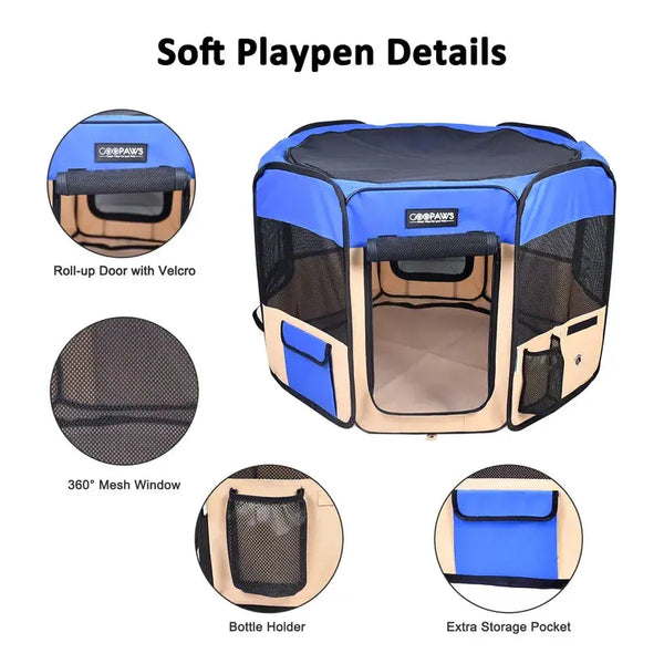 JESPET Pet Dog Playpens 36", 45" & 61" Portable Soft Dog Exercise Pen Kennel with Carry Bag for Puppy Cats Kittens Rabbits, Indoor/Outdoor Use JESPET