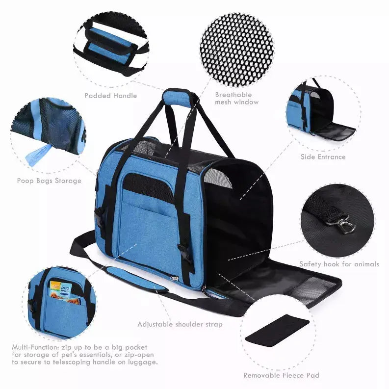 JESPET Soft-Sided Kennel Pet Carrier for Small Dogs, Cats, Puppy, Airline Approved Cat Carriers Dog Carrier Collapsible, Travel Handbag & Car Seat JESPET