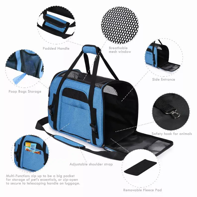 JESPET Soft-Sided Kennel Pet Carrier for Small Dogs, Cats, Puppy, Airline Approved Cat Carriers Dog Carrier Collapsible, Travel Handbag & Car Seat JESPET