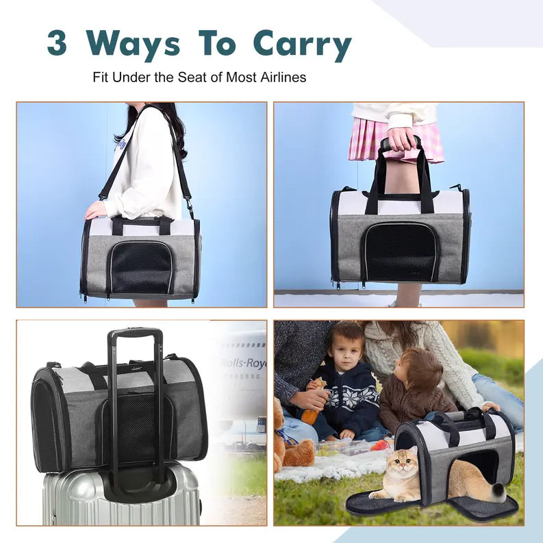 JESPET Soft-Sided Kennel Pet Carrier for Small Dogs, Cats, Puppy, Airline Approved Cat Carriers Dog Carrier Collapsible, Travel Handbag & Car Seat JESPET