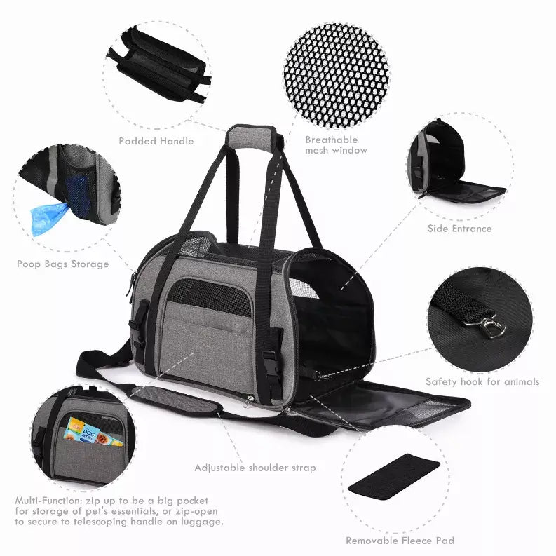 JESPET Soft-Sided Kennel Pet Carrier for Small Dogs, Cats, Puppy, Airline Approved Cat Carriers Dog Carrier Collapsible, Travel Handbag & Car Seat JESPET