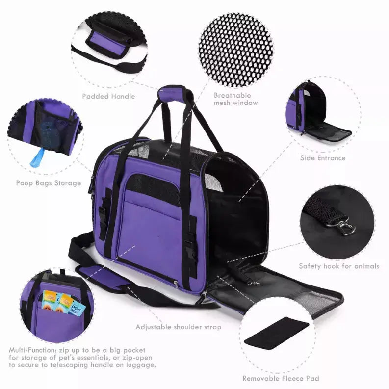 JESPET Soft-Sided Kennel Pet Carrier for Small Dogs, Cats, Puppy, Airline Approved Cat Carriers Dog Carrier Collapsible, Travel Handbag & Car Seat JESPET