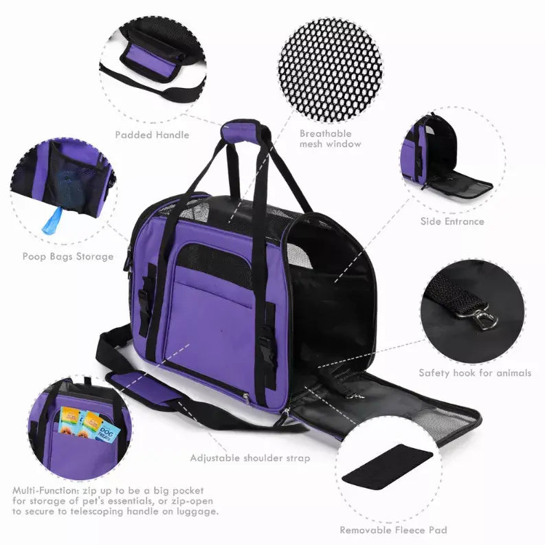 JESPET Soft-Sided Kennel Pet Carrier for Small Dogs, Cats, Puppy, Airline Approved Cat Carriers Dog Carrier Collapsible, Travel Handbag & Car Seat JESPET