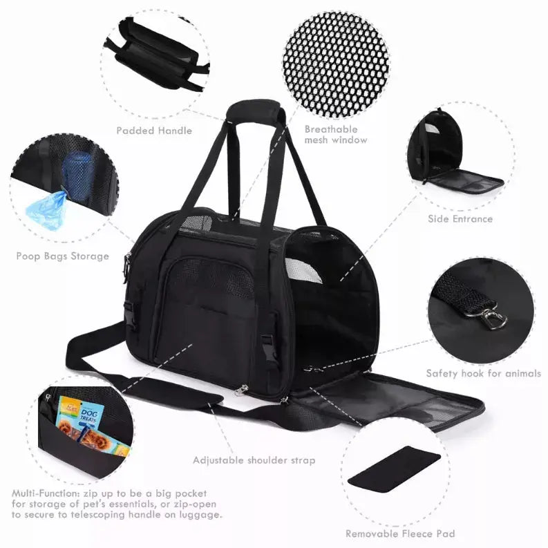 JESPET Soft-Sided Kennel Pet Carrier for Small Dogs, Cats, Puppy, Airline Approved Cat Carriers Dog Carrier Collapsible, Travel Handbag & Car Seat JESPET