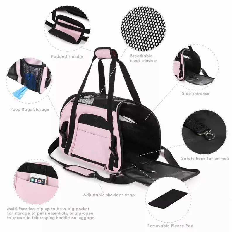 JESPET Soft-Sided Kennel Pet Carrier for Small Dogs, Cats, Puppy, Airline Approved Cat Carriers Dog Carrier Collapsible, Travel Handbag & Car Seat JESPET