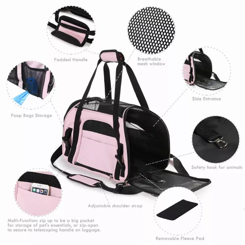 JESPET Soft-Sided Kennel Pet Carrier for Small Dogs, Cats, Puppy, Airline Approved Cat Carriers Dog Carrier Collapsible, Travel Handbag & Car Seat JESPET