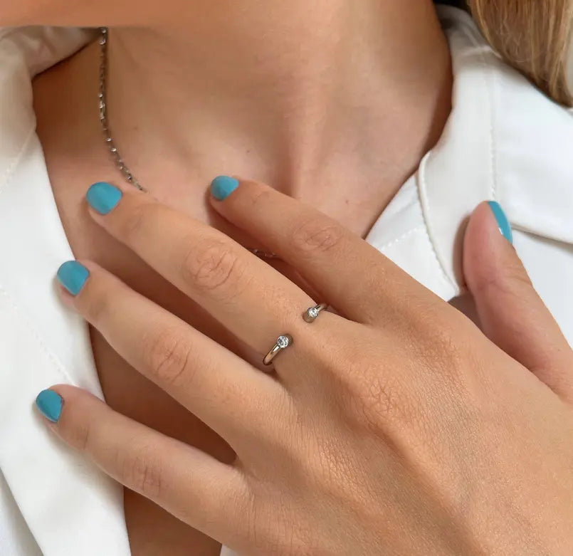 JOLIE SILVER CZ DIAMOND OPEN RING - SAMPLE Mai Desiree