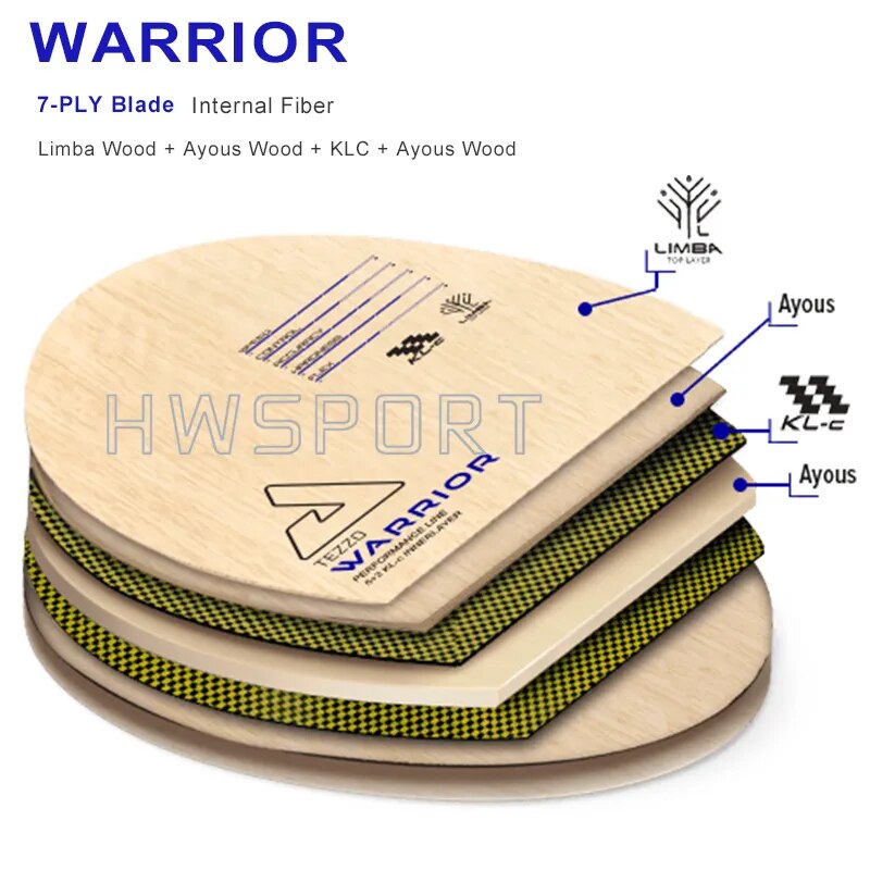 JOOLA TEZZO Series Table Tennis Blade WARRIOR SPARTAN GUARDIAN 7-Ply Ping Pong Blade with Original Box