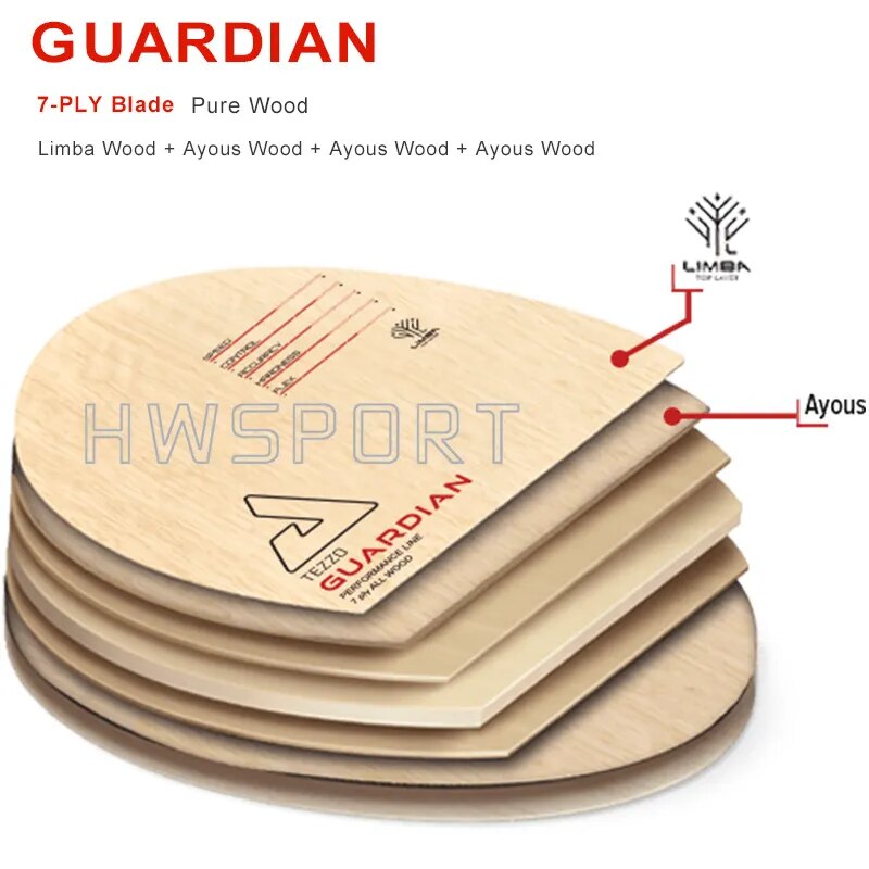 JOOLA TEZZO Series Table Tennis Blade WARRIOR SPARTAN GUARDIAN 7-Ply Ping Pong Blade with Original Box