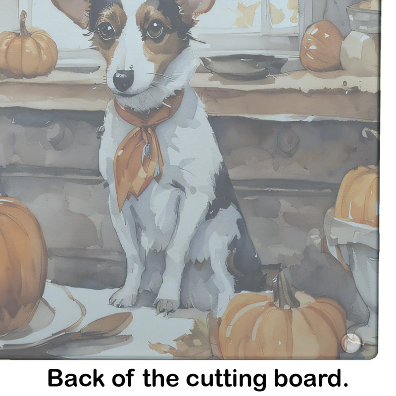 Jack Russell Terrier Fall Kitchen Pumpkins Glass Cutting Board Caroline's Treasures