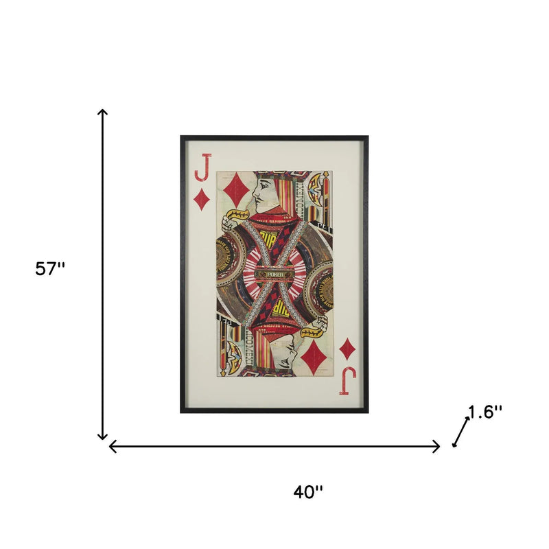 Jack of Diamonds Playing Card a Paper Mosaic Collage Framed Art under Glass Black Framed Wall Art Homeroots Home Decor