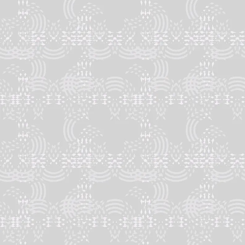 Light gray abstract patterned fabric with circular designs, perfect for upholstery or crafting projects.