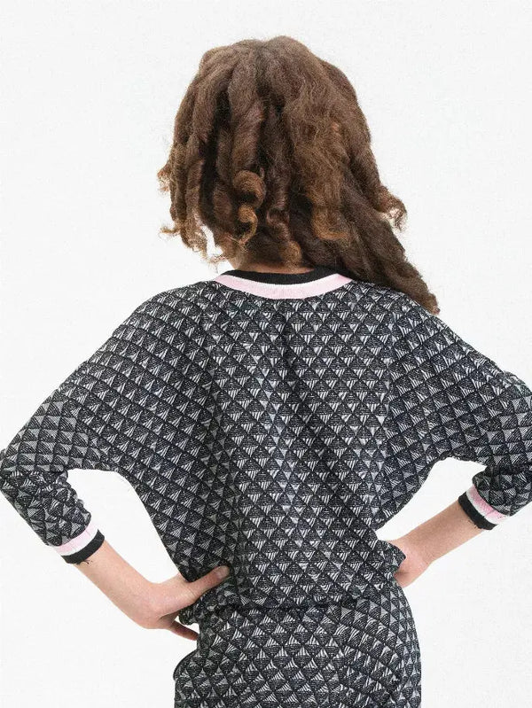 Jacquard Top Ft Decorative Stripe Rib Little Mass
