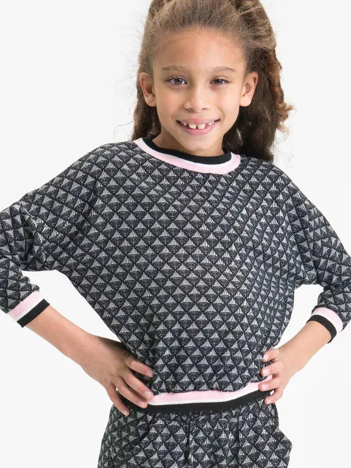 Jacquard Top Ft Decorative Stripe Rib Little Mass